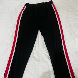 Zara pants with red and white side stripes
